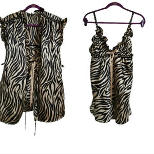Seductive Wear by Cinema Exoile Zebra print camisole and top lingerie set.Size M